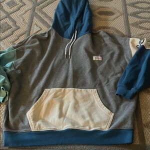 Quiksilver Blue and Gray Color-Block Hoodie